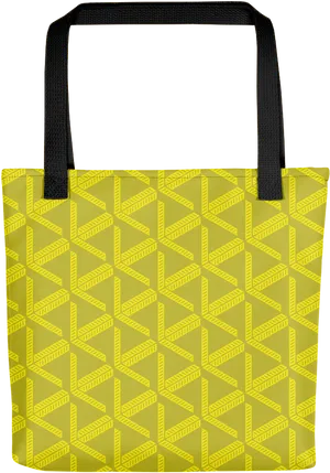 Yellow Lattice Pattern Tote Bag PNG Image