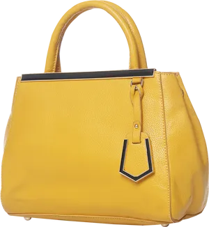 Yellow Leather Handbag Isolated PNG Image