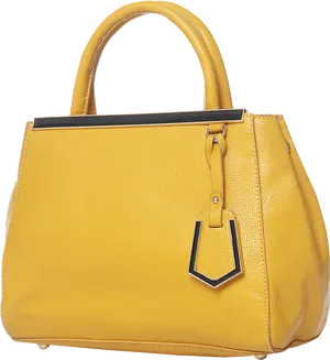 Yellow Leather Handbag Isolated PNG Image