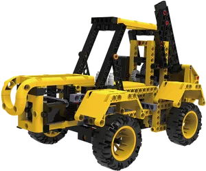 Yellow Lego Bulldozer Model PNG Image