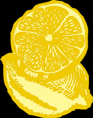 Yellow Lemon Slice Graphic PNG image with transparent background