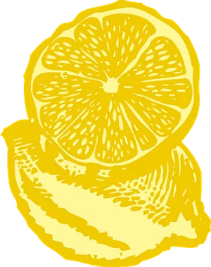 Yellow Lemon Slice Graphic PNG Image