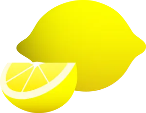 Yellow Lemonand Slice Graphic PNG Image