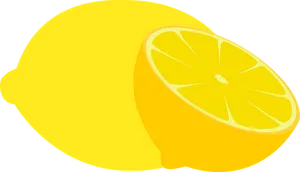 Yellow Lemonand Slice Vector PNG Image