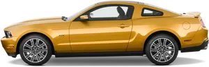 Yellow Mustang Side View PNG Image