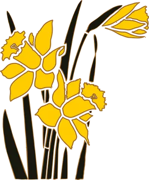 Yellow Narcissus Floral Illustration PNG Image