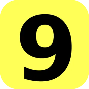 Yellow Number9 Icon PNG Image