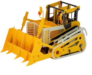 Yellow Paper Craft Bulldozer PNG Image