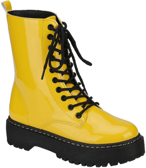 Yellow Lace Up Boots, HD Png Download PNG