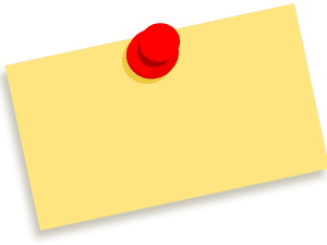 Yellow Post It Notewith Red Push Pin PNG image with transparent background