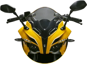 Yellow Pulsar Motorcycle Front View PNG Image