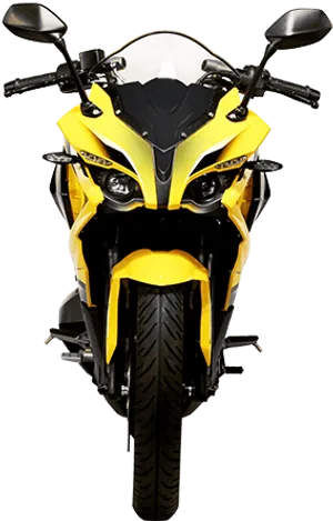 Yellow Pulsar Motorcycle Front View PNG Image