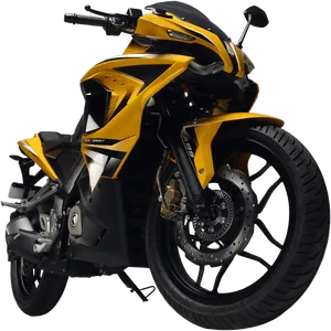 Yellow Pulsar Sport Motorcycle PNG Image