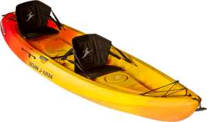 Yellow Red Ocean Kayak Isolated PNG with transparent background