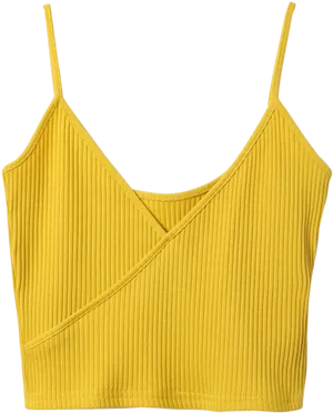 Yellow Ribbed Crop Top PNG Image