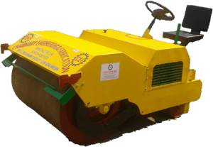 Yellow Road Roller Machine PNG image with transparent background