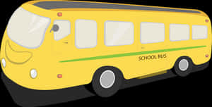 Yellow School Bus Cartoon Illustration PNG image with transparent background