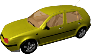 Yellow Sedan3 D Model PNG image with transparent background