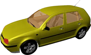 Yellow Sedan3 D Model PNG Image