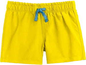 Yellow Shortswith Blue Drawstring PNG Image