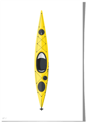 Yellow Single Kayak Top View PNG image with transparent background