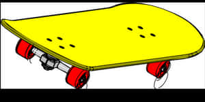 Yellow Skateboard Red Wheels PNG with transparent background