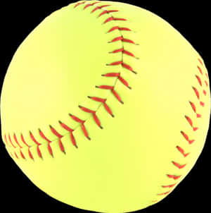 Yellow Softball Red Stitching PNG image with transparent background