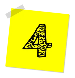 Yellow Sticky Note Number Four PNG Image