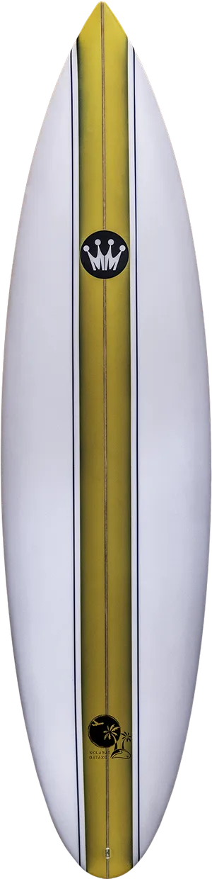 Yellow Striped Surfboard Vertical PNG Image