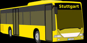 Yellow Stuttgart City Bus Illustration PNG image with transparent background