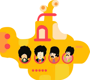 Yellow Submarine Beatles Cartoon PNG Image