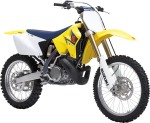 Yellow Suzuki Dirt Bike Isolated PNG Image