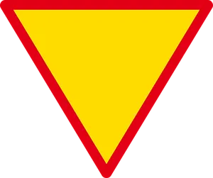Yellow Triangle Road Sign PNG Image