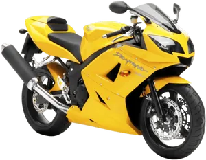 Yellow Triumph Daytona Motorcycle PNG Image