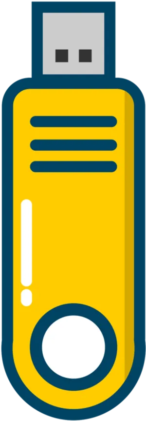 Yellow U S B Flash Drive Vector PNG Image