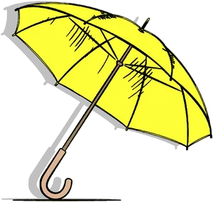 Yellow Umbrella Illustration PNG Image