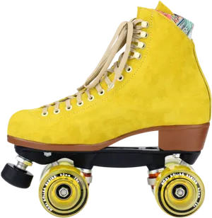 Yellow Vintage Roller Skate PNG Image