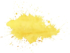 Yellow Watercolor Splashon Black Background PNG Image