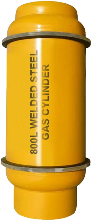 Yellow Welded Steel Gas Cylinder PNG Image