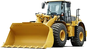 Yellow Wheeled Bulldozer Isolated PNG Image