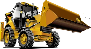 Yellow Wheeled Loader Bulldozer PNG Image