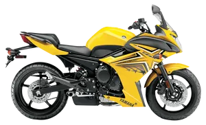 Yellow Yamaha Sportbike Profile PNG Image