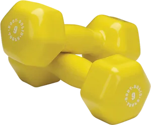 Yellow9lb Dumbbells Fitness Equipment PNG Image