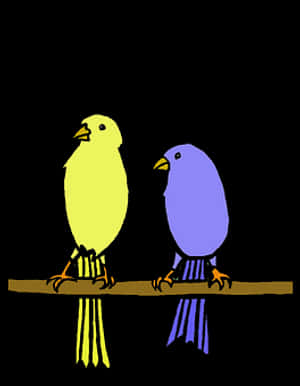 Yellowand Blue Birds Illustration PNG image with transparent background