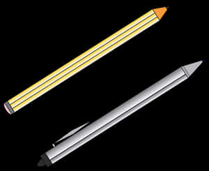 Yellowand Silver Pencils Vector Illustration PNG with transparent background