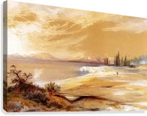 Yellowstone Landscape Painting PNG Image