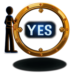 Yes in Golden Frame PNG oul44 PNG image with transparent background
