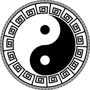 Yin Yang_ Greek Key_ Border_ Vector PNG Image