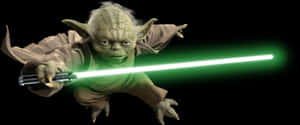 Yoda With Lightsaber Action Pose PNG image with transparent background