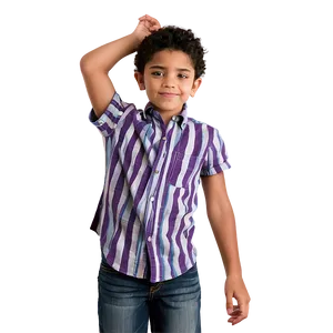 Young Boy Smilingin Striped Shirt PNG Image